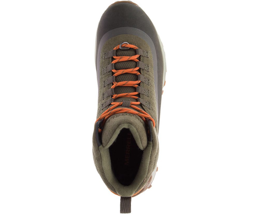 Kozaki Merrell Męskie Oliwkowe - Thermo Snowdrift Mid Shell Waterproof - 401938-OHB